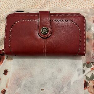 Women's Red Leather Wallet - Classic Snap Closure